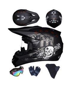 Conjunto de capacete de dirt bike infantil e juvenil com óculos, luvas e máscara para condução off-road