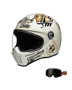 Conjunto de capacete integral retrô de motocicleta para condução cruiser e café racer